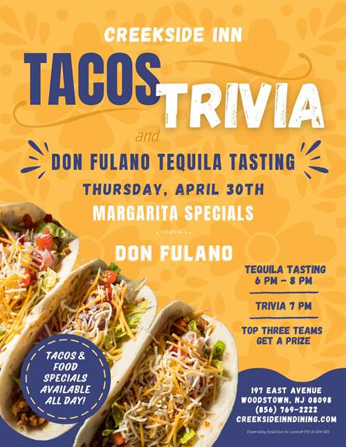 Tacos, Trivia and Tequila Tasting