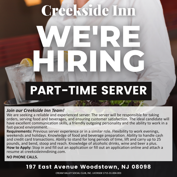Hiring part time server